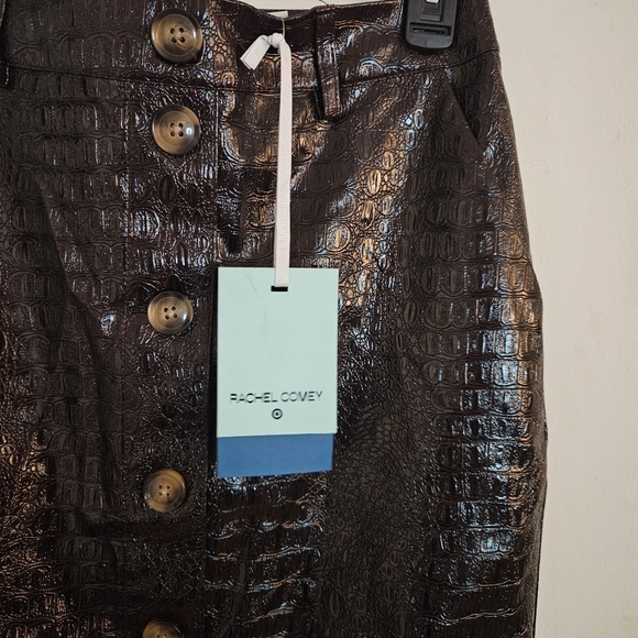 Rachel Comey X Target Croc Embossed Brown Faux Leather Button-down Skirt sz 4 - Picture 6 of 10